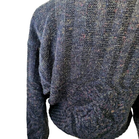 Spettro 80s Wool Knit Crewneck Sweater Mens M Drop Shoulder Blue Pullover - Picture 10 of 11